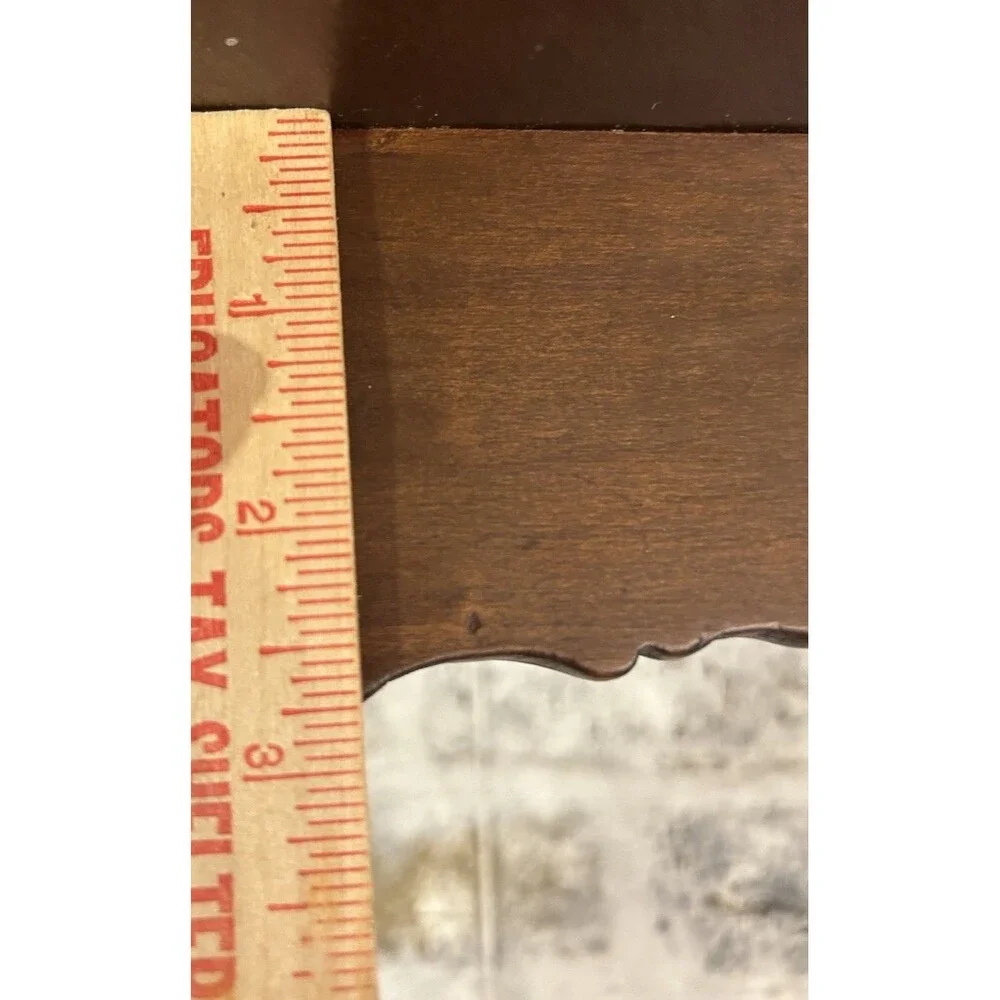 Vintage MCM Wooden Wall Shelf Decorative Scroll-cut Design Dark Brown Display